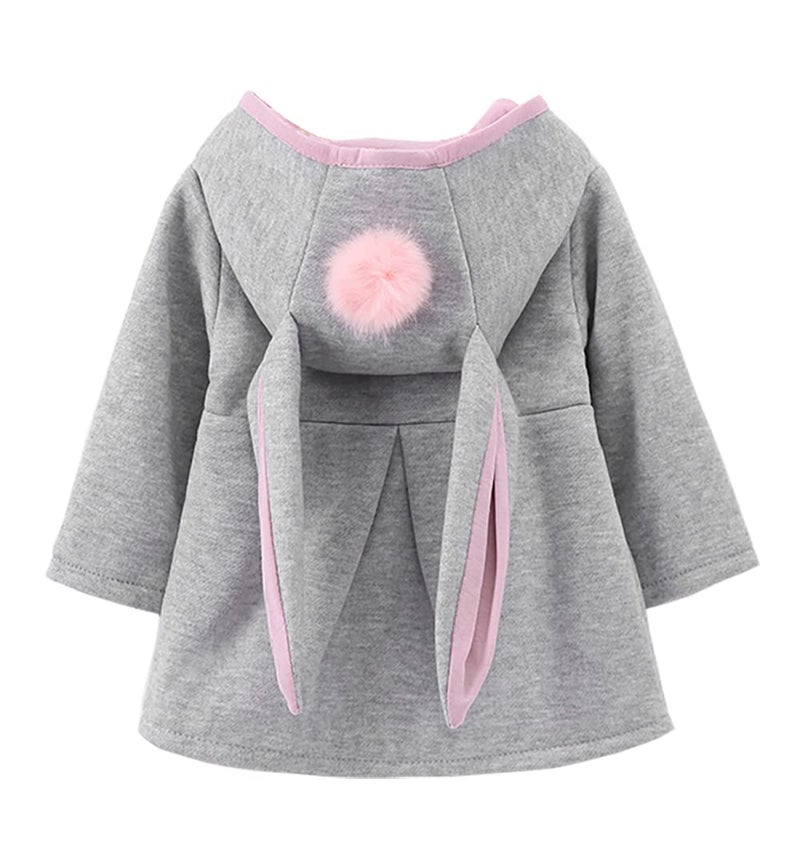 Urtrend Baby Girl's Toddler Winter Coat Jacket Outerwear Ears Hoodie(Tag 8/80,Gray) - Image 1